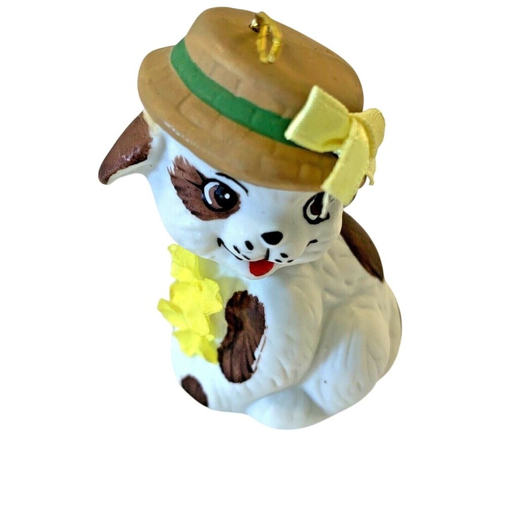 Vintage Giftco Porcelian Smiling Puppy Hanging Bell Christmas Ornament - Picture 4 of 8